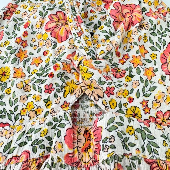 ANGIE Floral Twist Front A-Line Midi Dress Spaghetti Strap Boho Peasant - Picture 8 of 10